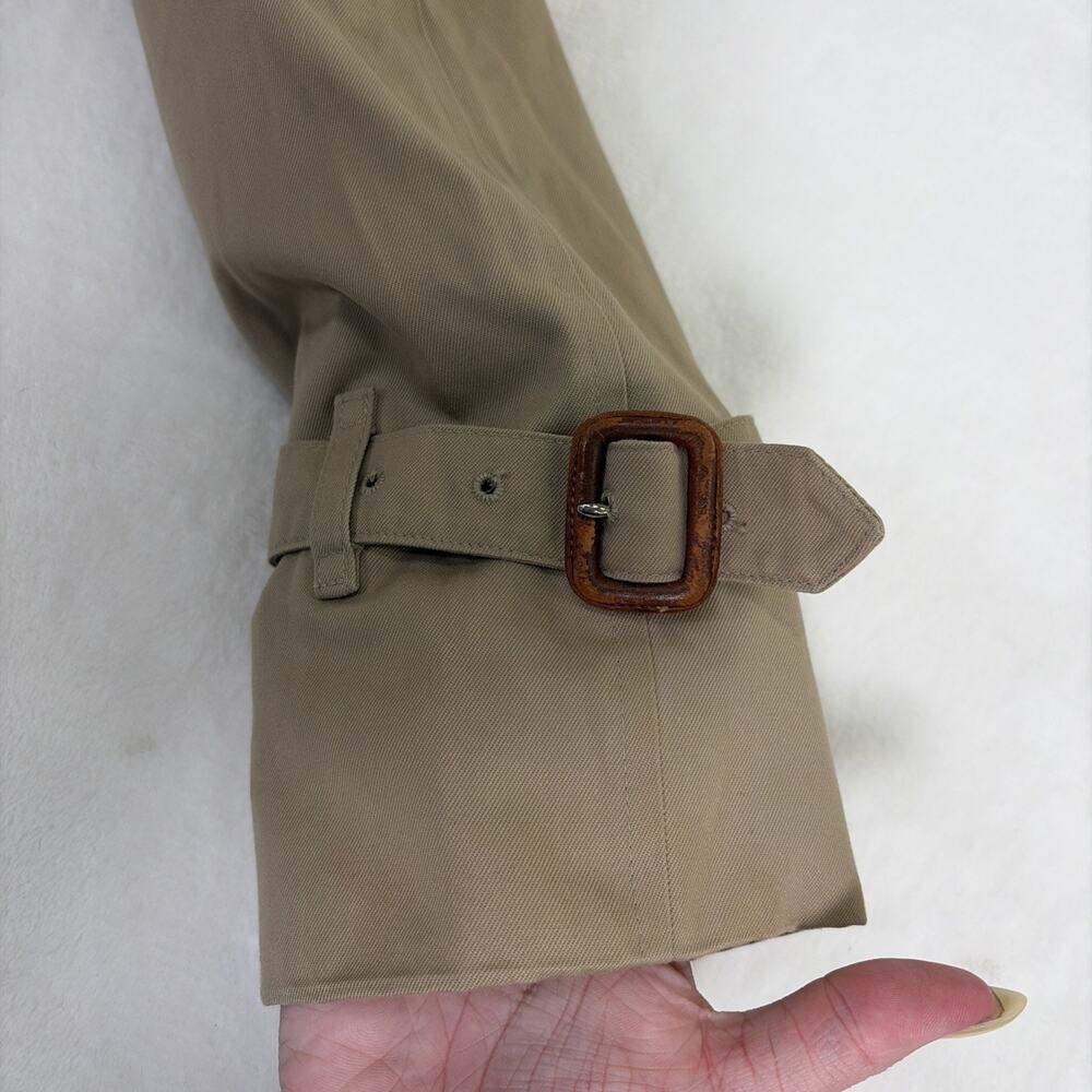Vintage Burberry Women's Size 4 Long Khaki Nova Check Trench Coat 80s Union Made - Picture 10 of 15